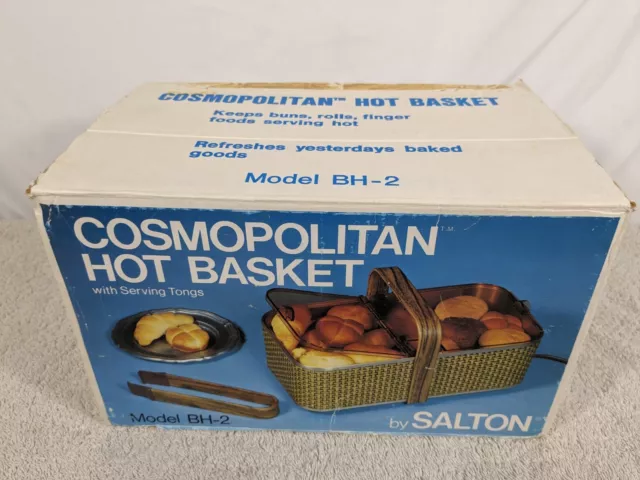 Salton Cosmopolitan Hot Basket Bread Warmer Model BH-2 1977 Vintage Tested Works