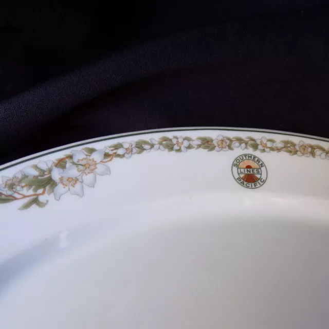 Southern Pacific Railroad Sunset Oval Platter Large Flowers 1930 Syracuse