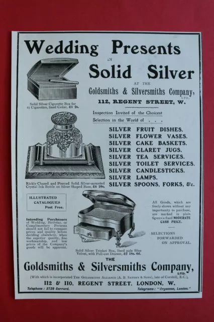 WL12e) Werbung Goldsmiths & Silversmiths Co 1905 Silver Box London England UK