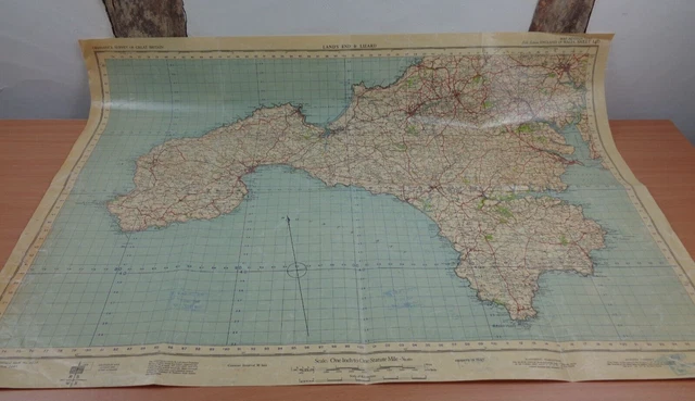 WW2 map "LAND'S END & LIZARD" - SECRET ROCKET BASE INK STAMP (V1 & V2 ROCKETS)