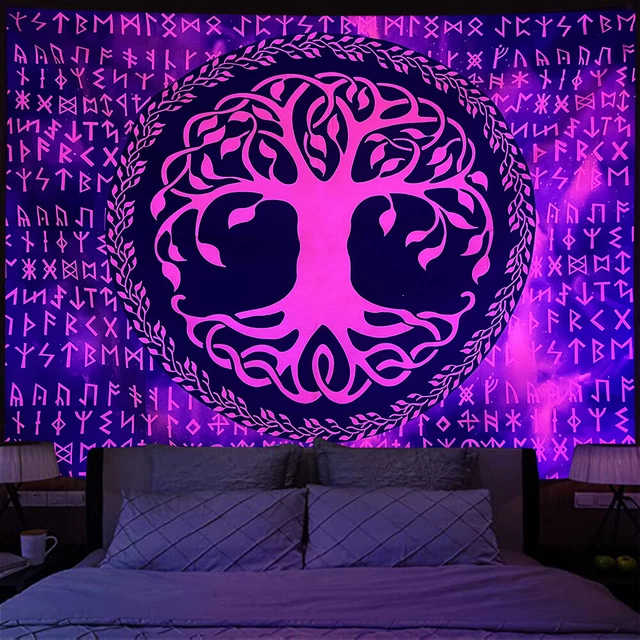 Alfombra colgante de pared de árbol tapiz fluorescente hogar dormitorio para dormitorio sala de estar