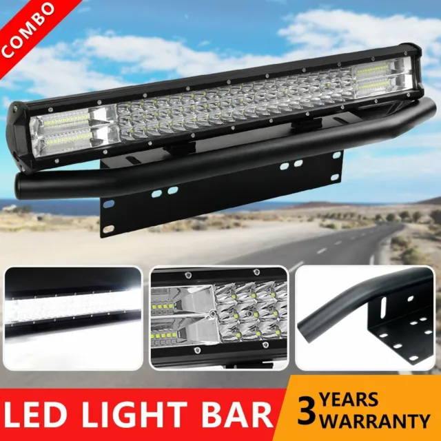 23Inch Front License Bracket + 23'' Cable LED Work Light Bar Combo Offroad SUV