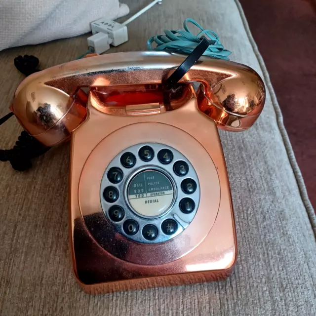 Pulsante telefono a tema oro rosa stile vintage retrò testato e funzionante