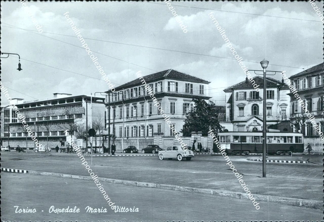 cg332 cartolina torino citta' ospedale maria vittoria tram