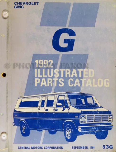 1992 Chevrolet GMC G Van Parts Book Catalog Beauville Rally Vandura Chevy 92