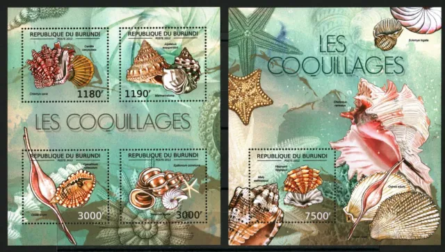 Burundi 2012 Set Of 2 Stamps Sheets Seashells MNH #13082