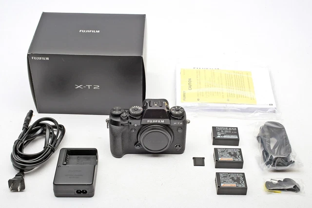 Fuji Fujifilm X-T2 Black Body+3 Batteries+USA Model XT2+SET++Works GREAT++BEAUTY