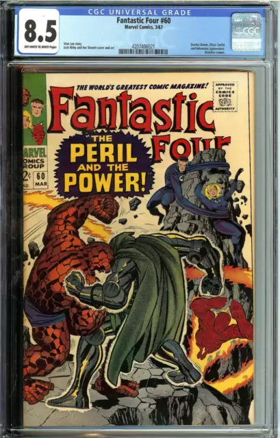 Fantastic Four #60 Cgc 8.5 Ow/Wh Pages // Doctor Doom + Silver Surfer App 1967