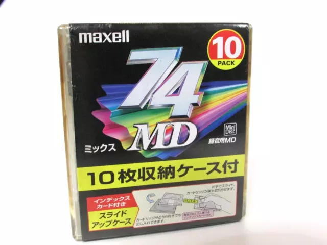 New/Factory Sealed.  1 x Maxell - 10 pack minidisc with storage case.  74 mins.