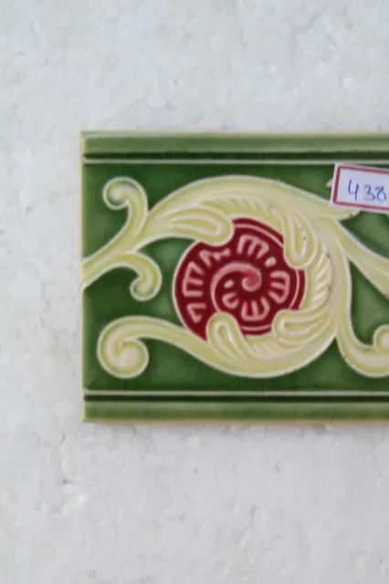 Japan antique art nouveau vintage majolica border tile c1900 Decorative NH4388 2