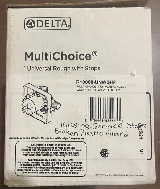 Delta R10000-UNWSHF Universal Mixing Rough-In Valve MultiChoice Shower Open READ