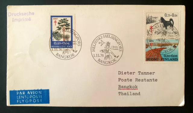 🇫🇮 FINLAND SUOMI 1976 Cover to Bangkok THAILAND - Return to GERMANY