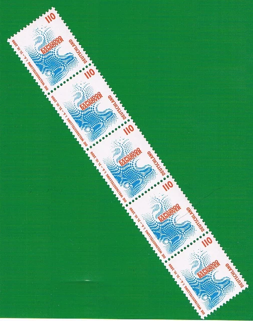 Bund DS SWK RM 5er Streifen m. Senkrechter Nummer Mi.Nr. 2009 Postfrisch 5x110Pf
