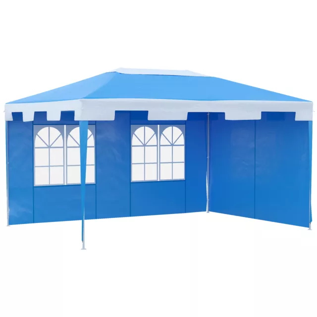 Outsunny 4 x 3 m Garden Gazebo Outdoor Canopy Marquee Party Tent Blue