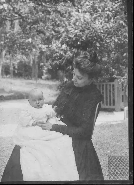 Vintage Original 6x9cm Women's Baby Baby Negative Antique Photo Glass Plate