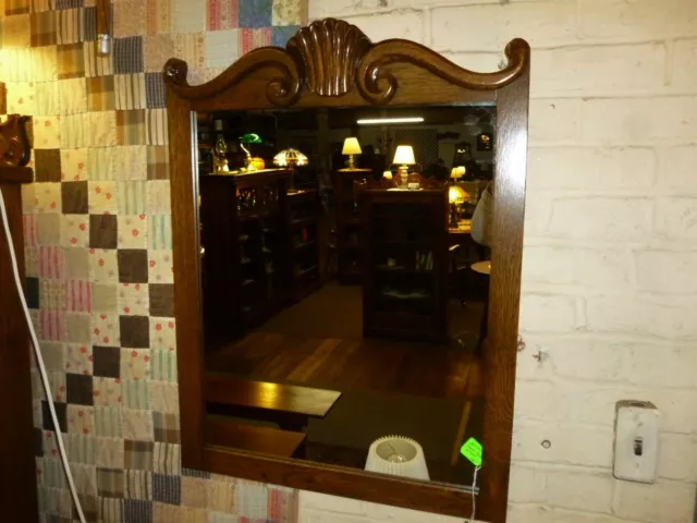 Antique Oak Frame  refinished 1900's New mirror ornate carvings