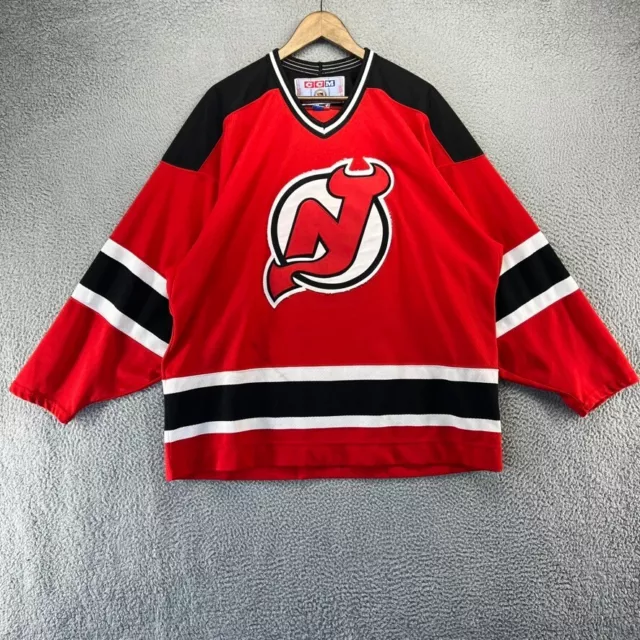 Vintage CCM New Jersey Devils Jersey Men's Extra Large Red Sewn Logo Canada 90s