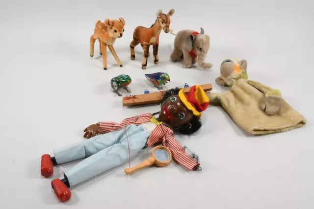 P18D21- Konvolut Vintage Spielzeuge, ua Steiff Tier Okapi