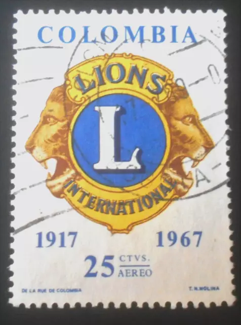 Colombia - Colombie - 1967 Air Mail 25 ¢ 50th Anniversary Lions Club used (142)
