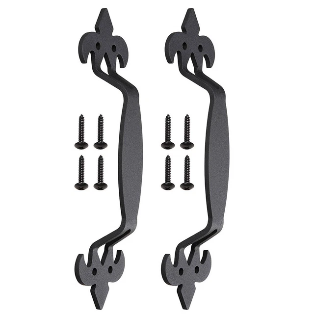 2x 11" Matte Black Sliding Barn Door Handle Vintage Cast Iron Pull Gate Cabinet