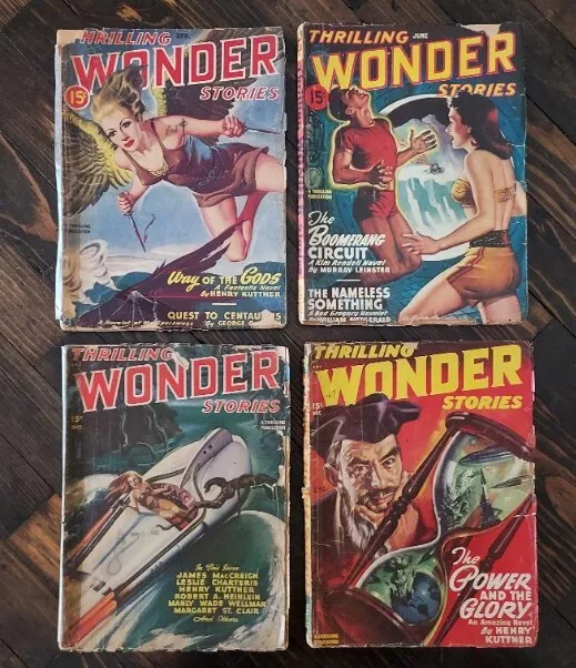 4 RARE Thrilling Wonder Stories Pulp Magazines from 1947