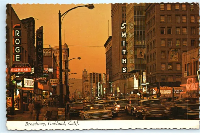 Broadway Street Oakland CA California Vintage 4x6 Postcard E05