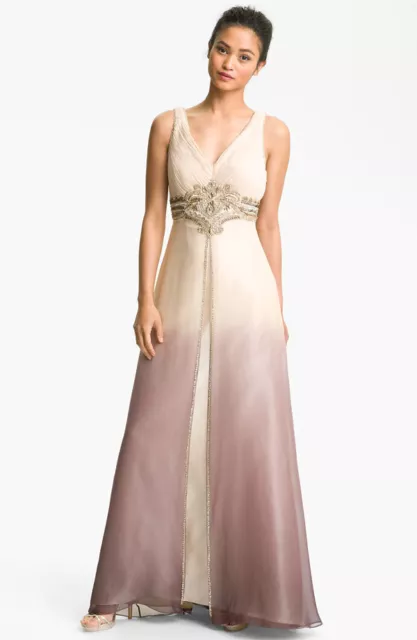 Sue Wong Embellished Ombré Overlay Silk Gown (size 2)