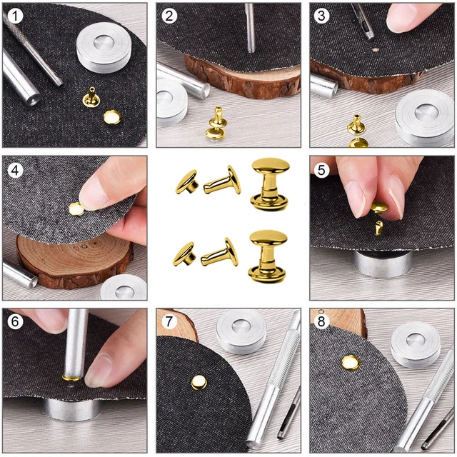 200pcs Tubular Metal Purses 6mm Leather Rivets Bags Double Round Cap Lightweight