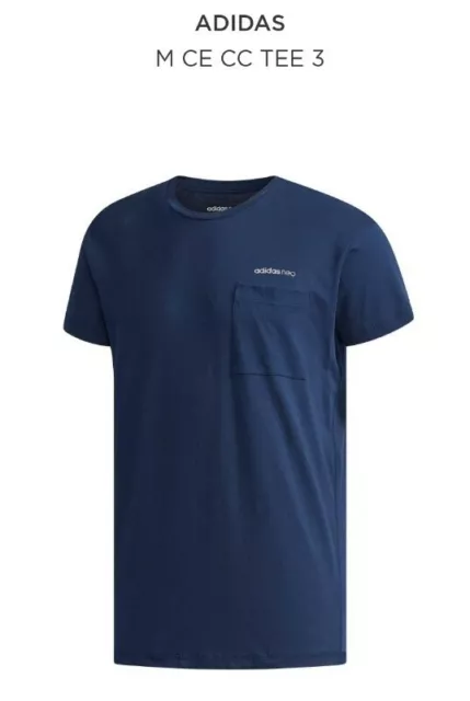 Adidas neo t-shirt da uomo tasca collo a vite blu scuro