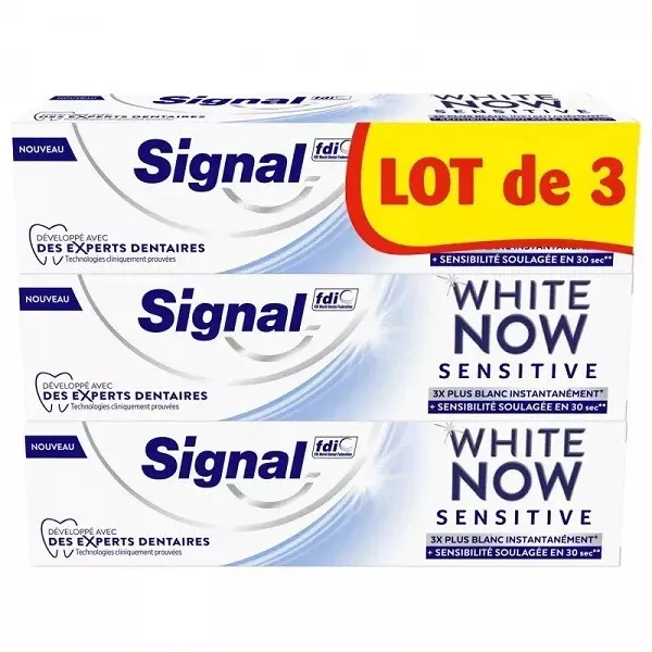 Lot de 3 dentifrices signal white now sensitive  (75 ml x 3)