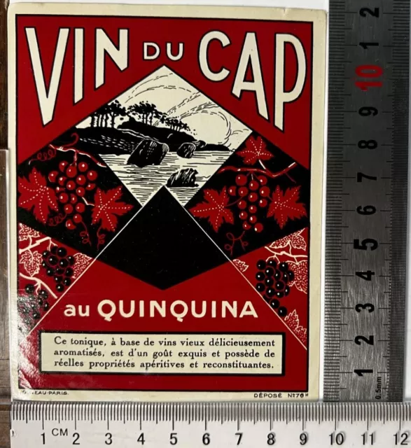 Vin Du Cap Corse Au Quinquina Alcool Ancienne Étiquette Vintage 1930 Art Deco ?