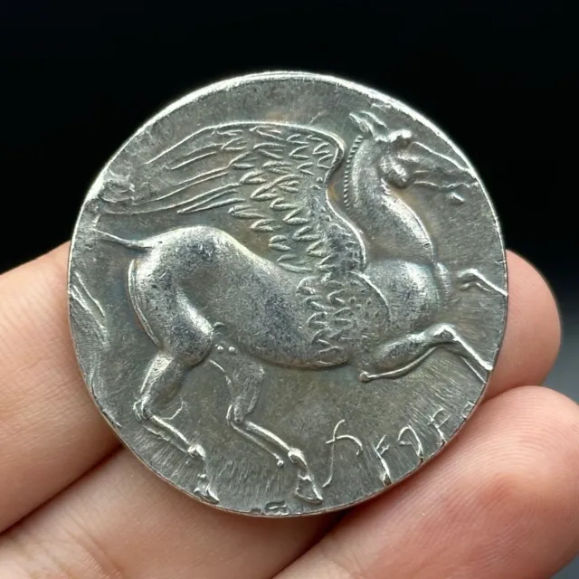 Wonderful Roman Greek Rare And Unique Pegasus Image Silver Plated Coin