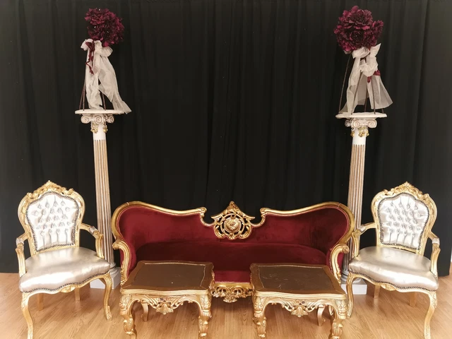 Stage chairs sofa wedding decoration chaise longue throne carved wood mehndi