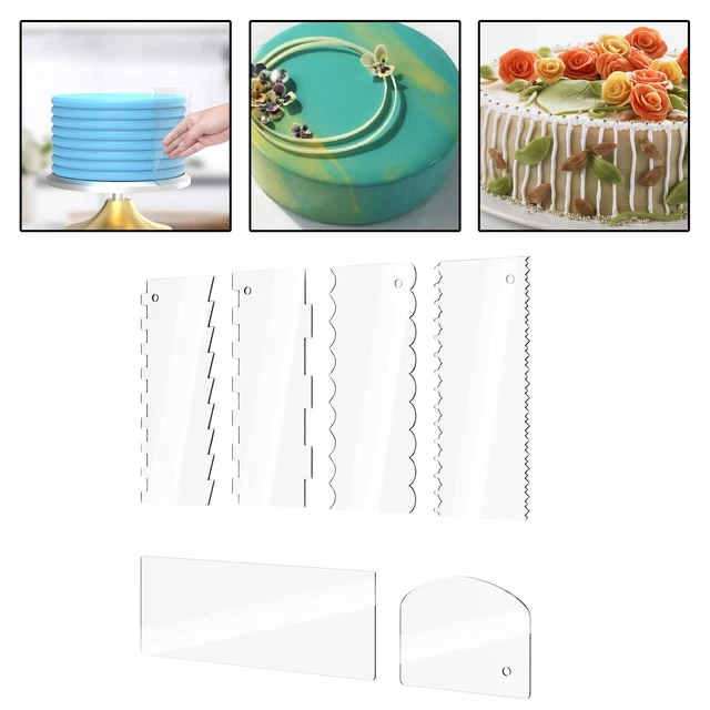 6 Tlg. Kuchenschaber Set Dekokamm Klar für Teig Fondant Brot