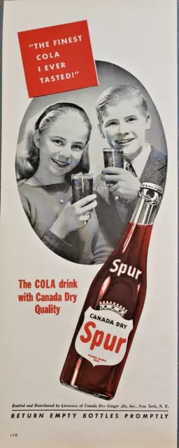 1944 Canada Dry Spur Cola Soda Pop Return Empty Bottles Promptly Print Ad