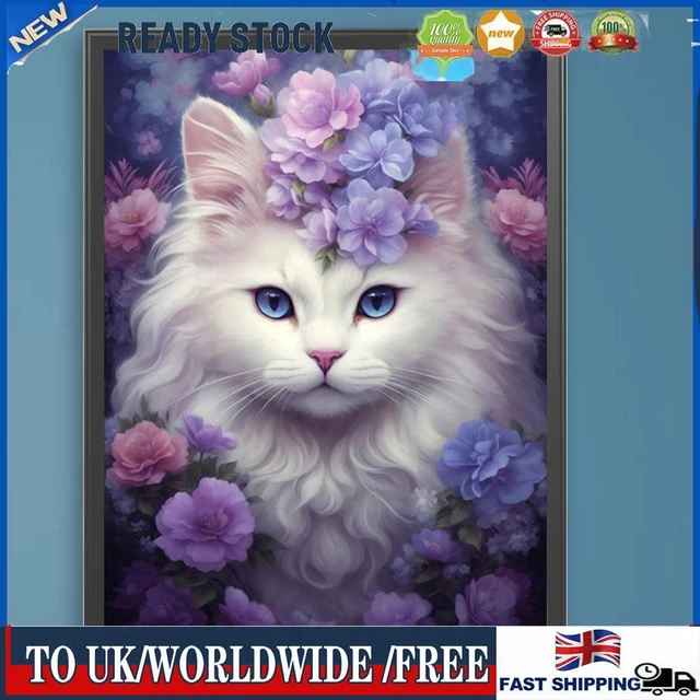 Paint By Numbers Kit DIY Oil Art White Cat Picture Home Wall Decoration 30x40cm