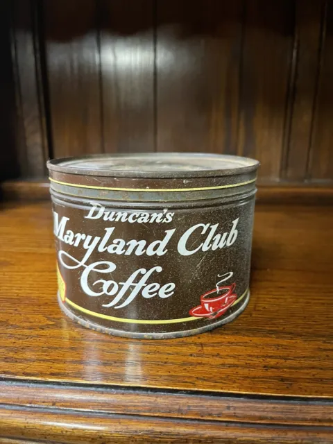 Vintage Duncan’s Maryland Club Coffee Keywind Coffee Tin 1 Pound Houston Texas