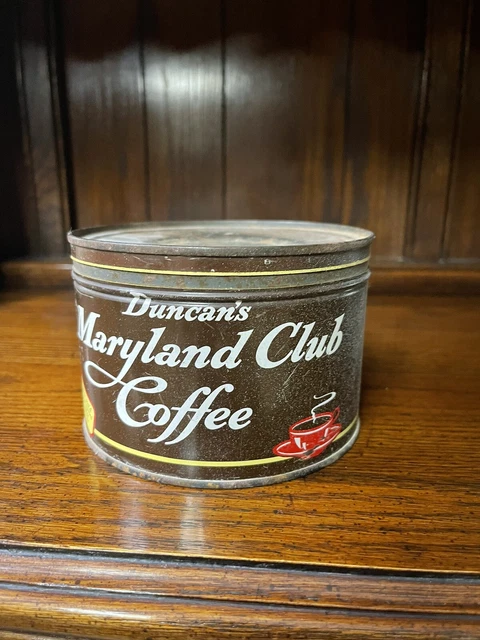 Vintage Duncan’s Maryland Club Coffee Keywind Coffee Tin 1 Pound Houston Texas