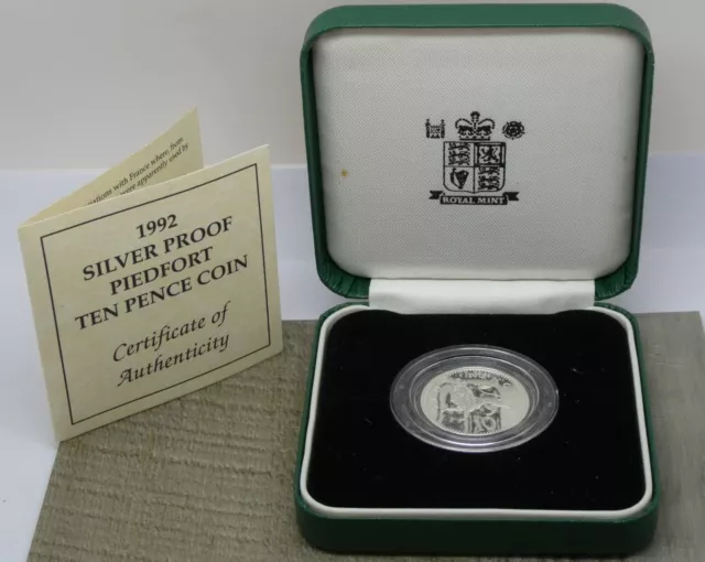 1992 Royal Mint Silver Proof Piedfort Ten Pence 10p Coin COA Capsule & Boxed