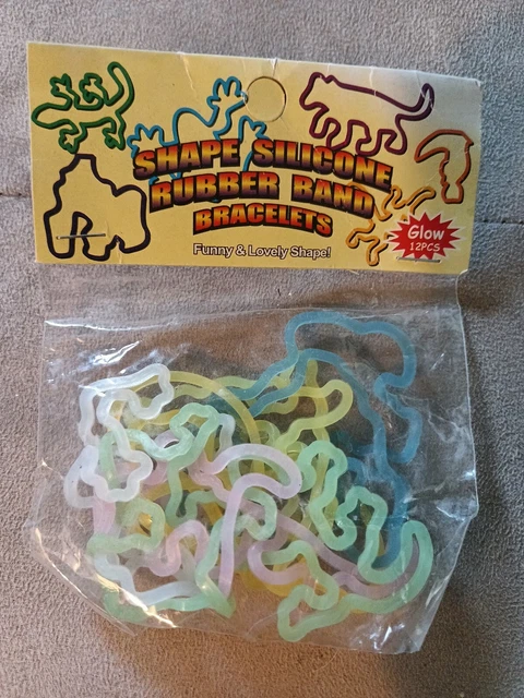 Assorted Shape Silicone 12 Shaped Rubber Band Bracelets