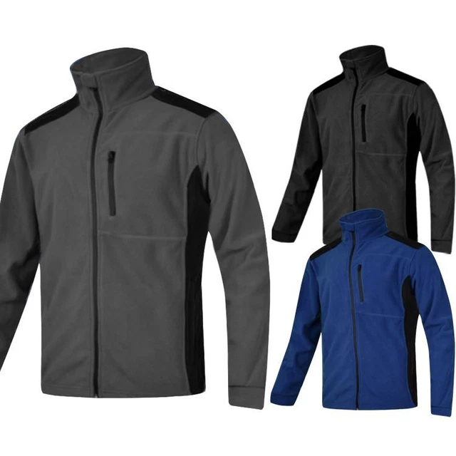 Mens Contrast Fleece Jacket Polar Full Zip Anti Pill Work Outdoor Hiking 300GSM