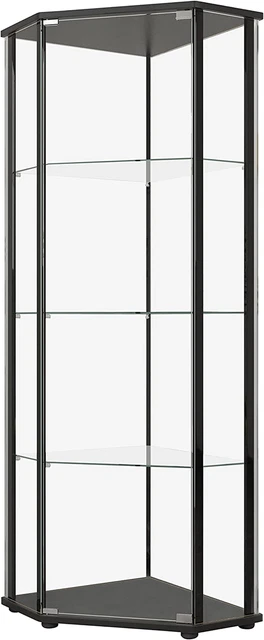 Curio Cabinet Modern 4 Shelf China Rectangle Corner Display Case Tempered Glass