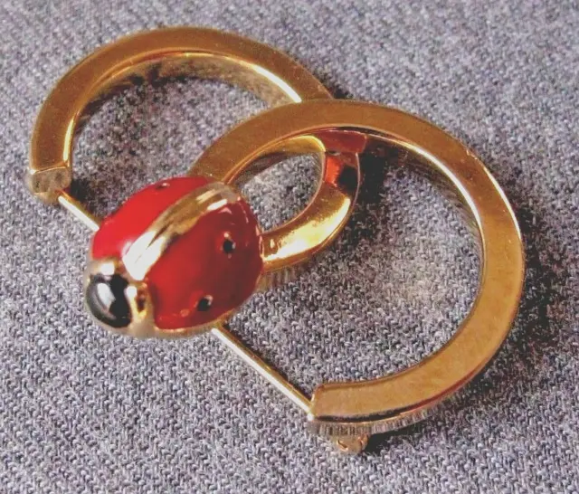 Vintage Castlemark Enamel Ladybug Golden Metal Pin