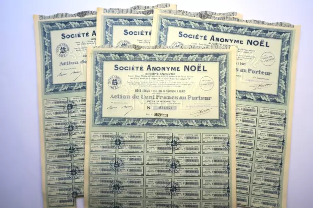Societe Noel Action De 100 Francs Paris 1928 Couleur Bleue X 85 Actions