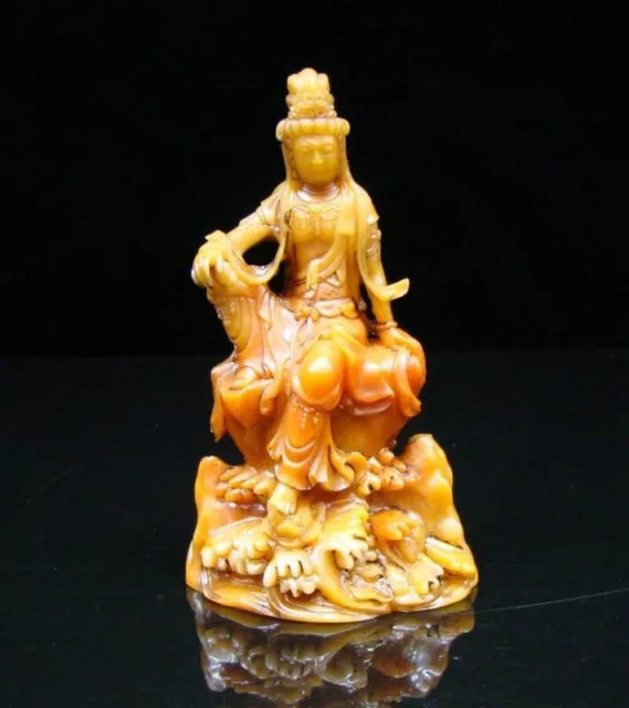Chinese Shoushan Stone Jade Handmade Carved Statue Buddha