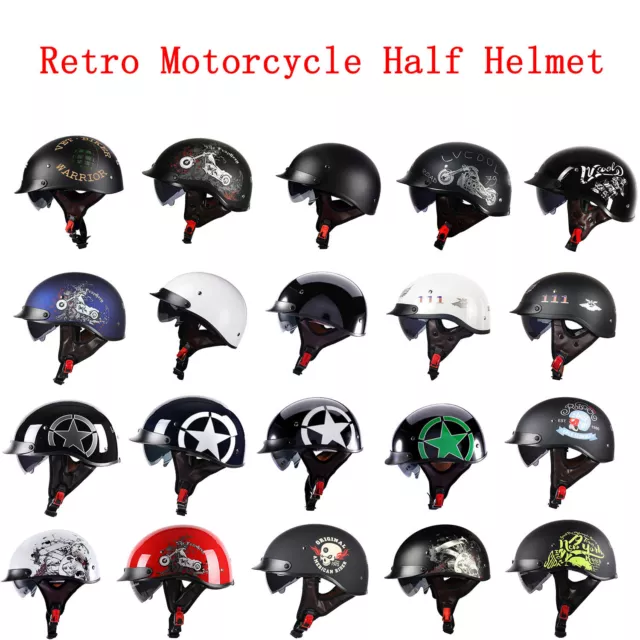 DOT Motorcycle Half Open Face Helmet Moped Helmet with Sun Visor Scooter Helmet