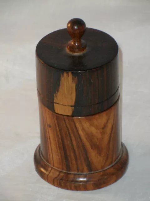 Beautiful 19Th Century Antique Victorian Treen Lignum Vitae Lidded Pot 13cm High