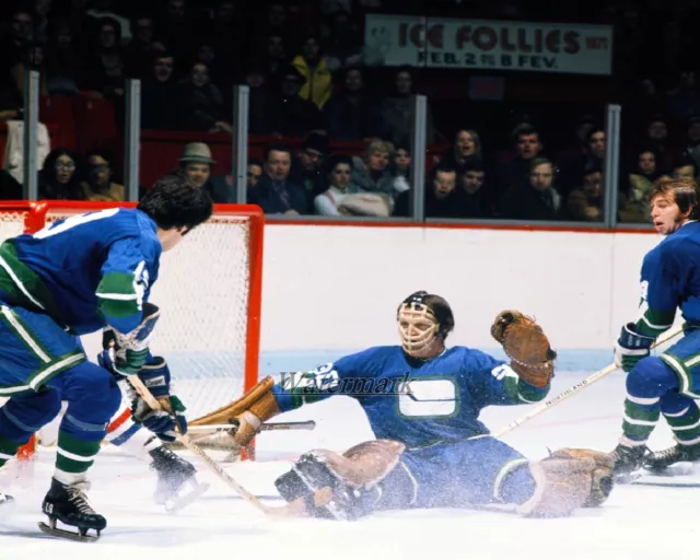 NHL 1972 Vancouver Canucks Goalie Dunc Wilson Color Game Action 8 X 10 Photo