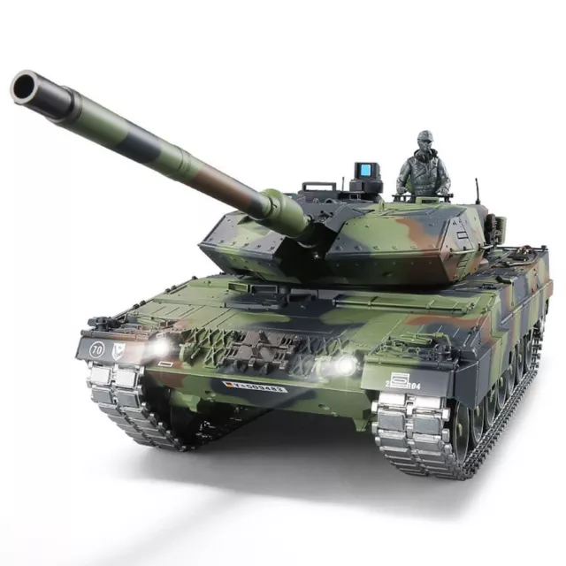 RC Panzer "German Leopard 2A6" Heng Long 1:16 mit R&S, Metallgetriebe (Stahl)...