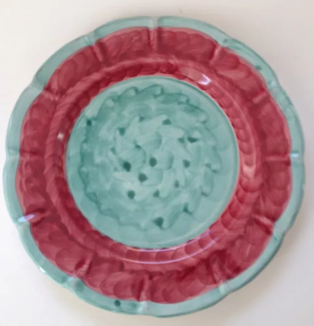 Nuova VIETRI Italian Majolica Pottery Dinner Plate Pink Green Scalloped Nardone